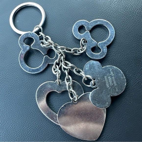 Disney Minnie Mickey Mouse Key Ring Purse Chain Bag Charm Pink & Sliver - Picture 2 of 4